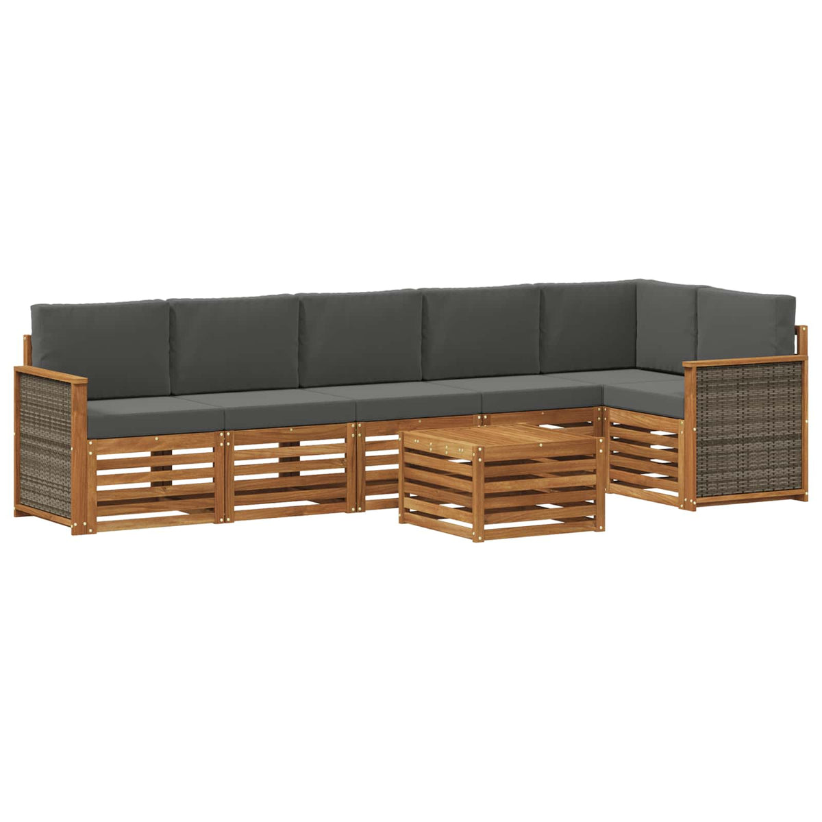Set vanjskih sofa 6 kom. Prirodna i antracit Bijela
