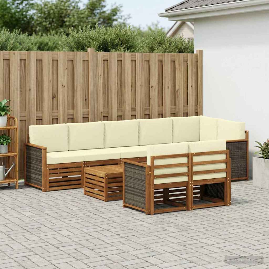 Set vanjskih sofa 8 kom. Prirodna i krem
