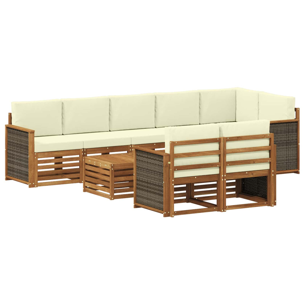 Set vanjskih sofa 8 kom. Prirodna i krem