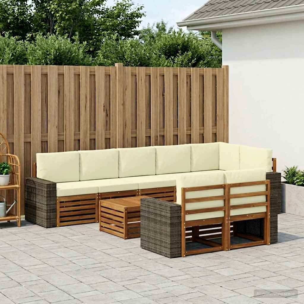Set vanjskih sofa 9 kom. Prirodna i krem Poliester