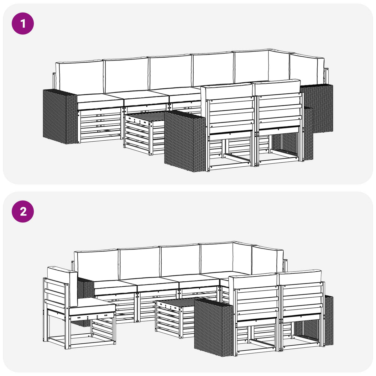 Set vanjskih sofa 9 kom. Prirodna i krem Poliester