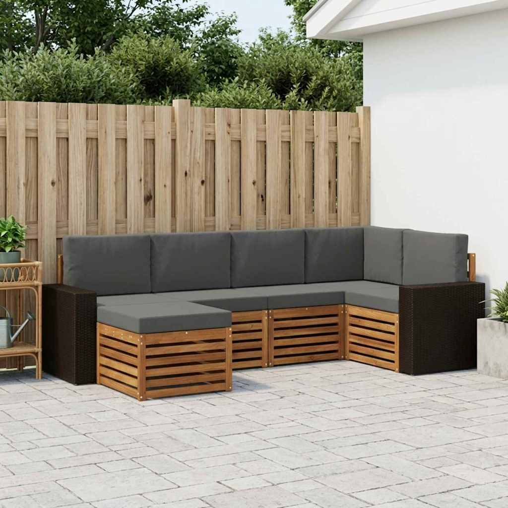 Set vanjskih sofa 6 kom. Prirodna i antracit Poliester 255 x 136,5 x 73 cm