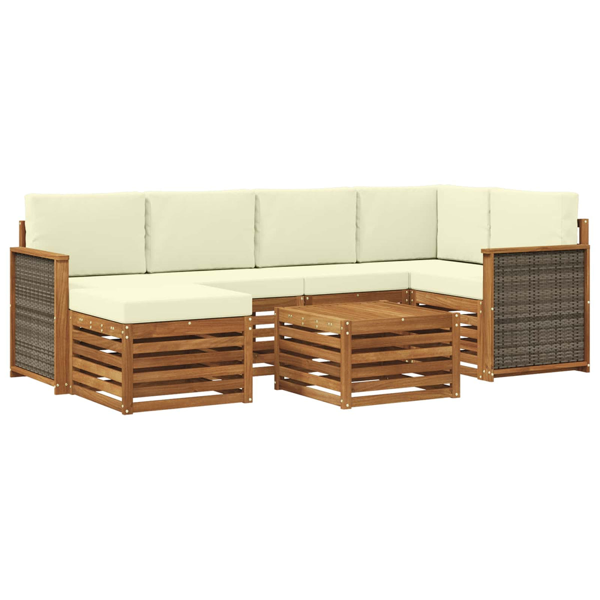 Set vanjskih sofa 6 kom. Prirodna i krem