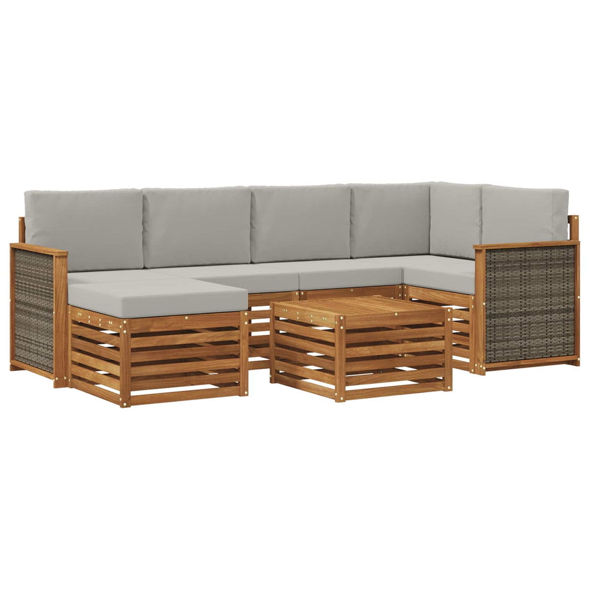 Set vanjskih sofa 6 kom. Prirodna i svjetlosiva