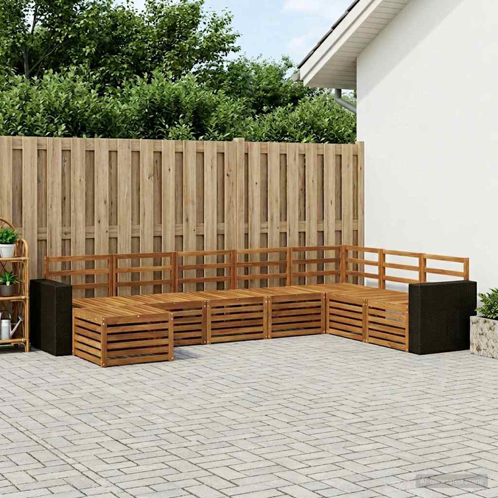 Set vanjskih sofa 8 kom. Prirodna Čvrsto drvo akacije Smeđa 314 x 195,5 x 73 cm