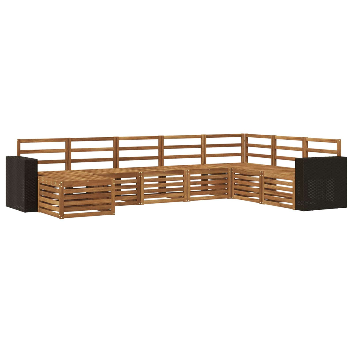 Set vanjskih sofa 8 kom. Prirodna Čvrsto drvo akacije Smeđa 314 x 195,5 x 73 cm