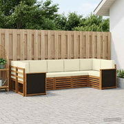 Set vanjskih sofa 6 kom. Prirodna i krem Smeđa