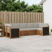 Set vanjskih sofa 6 kom. Prirodna i svjetlosiva Smeđa