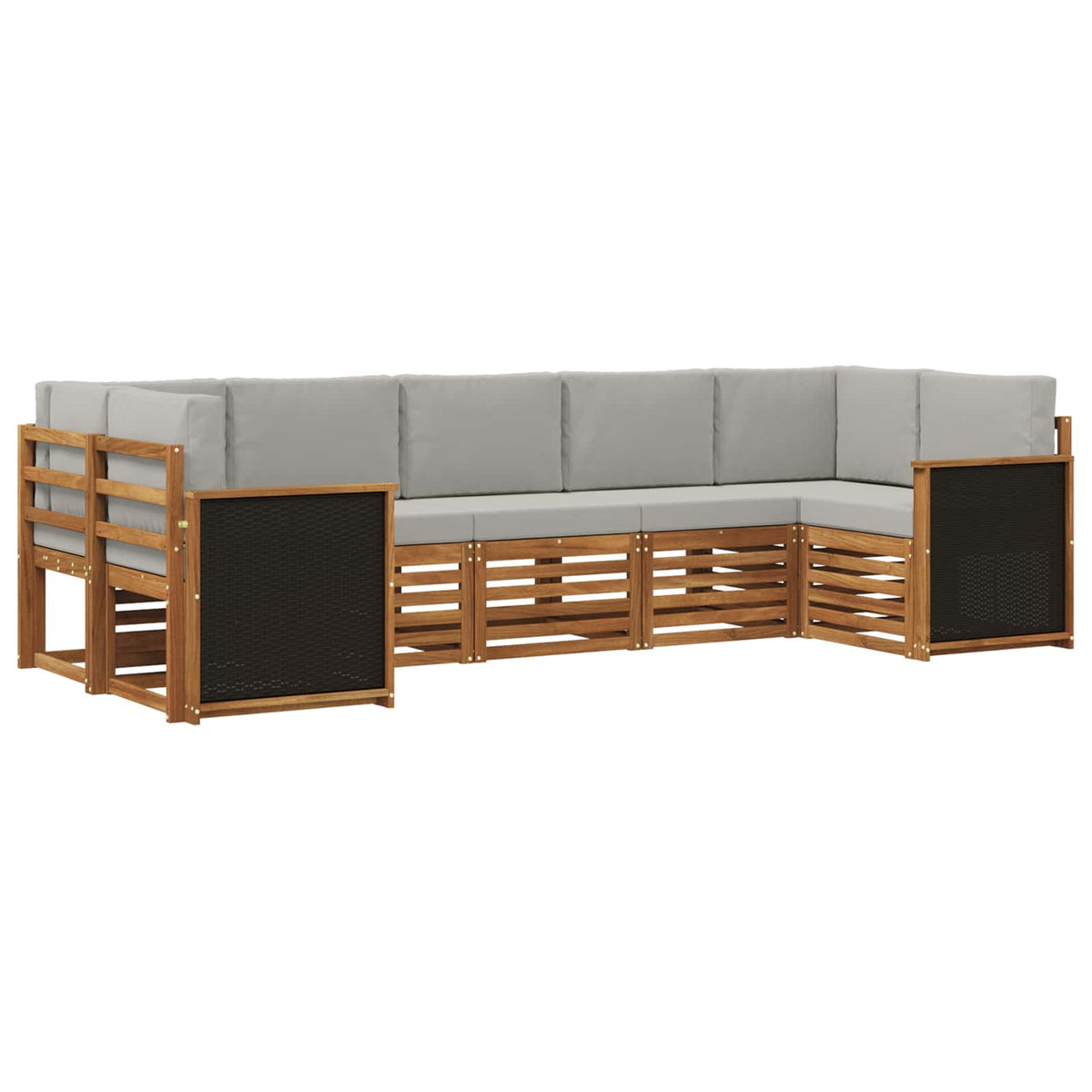 Set vanjskih sofa 6 kom. Prirodna i svjetlosiva Smeđa