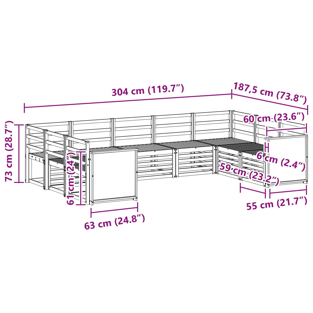 Set vanjskih sofa 7 kom. Prirodna Čvrsto drvo akacije Smeđa