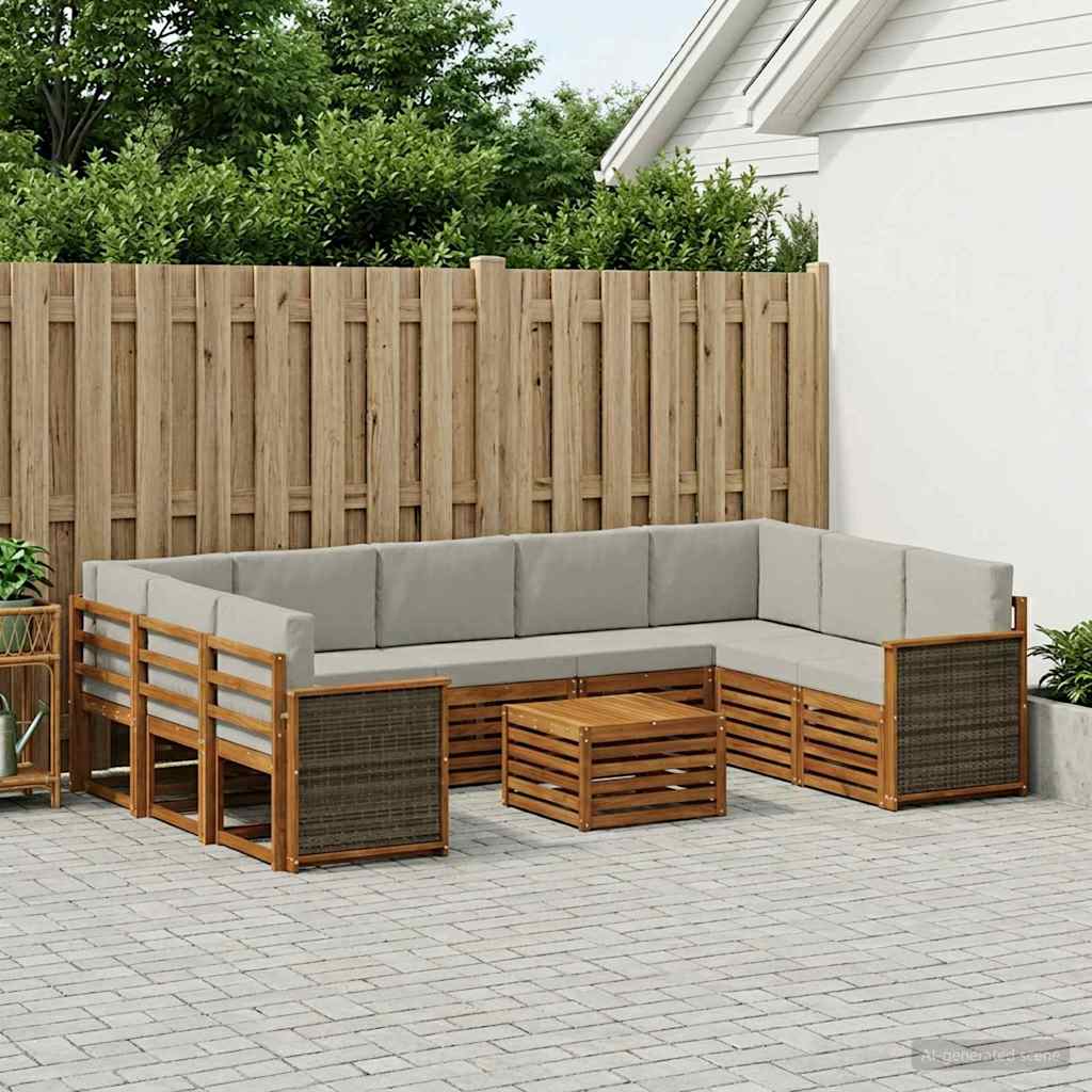 Set vanjskih sofa 10 kom. Prirodna i svjetlosiva