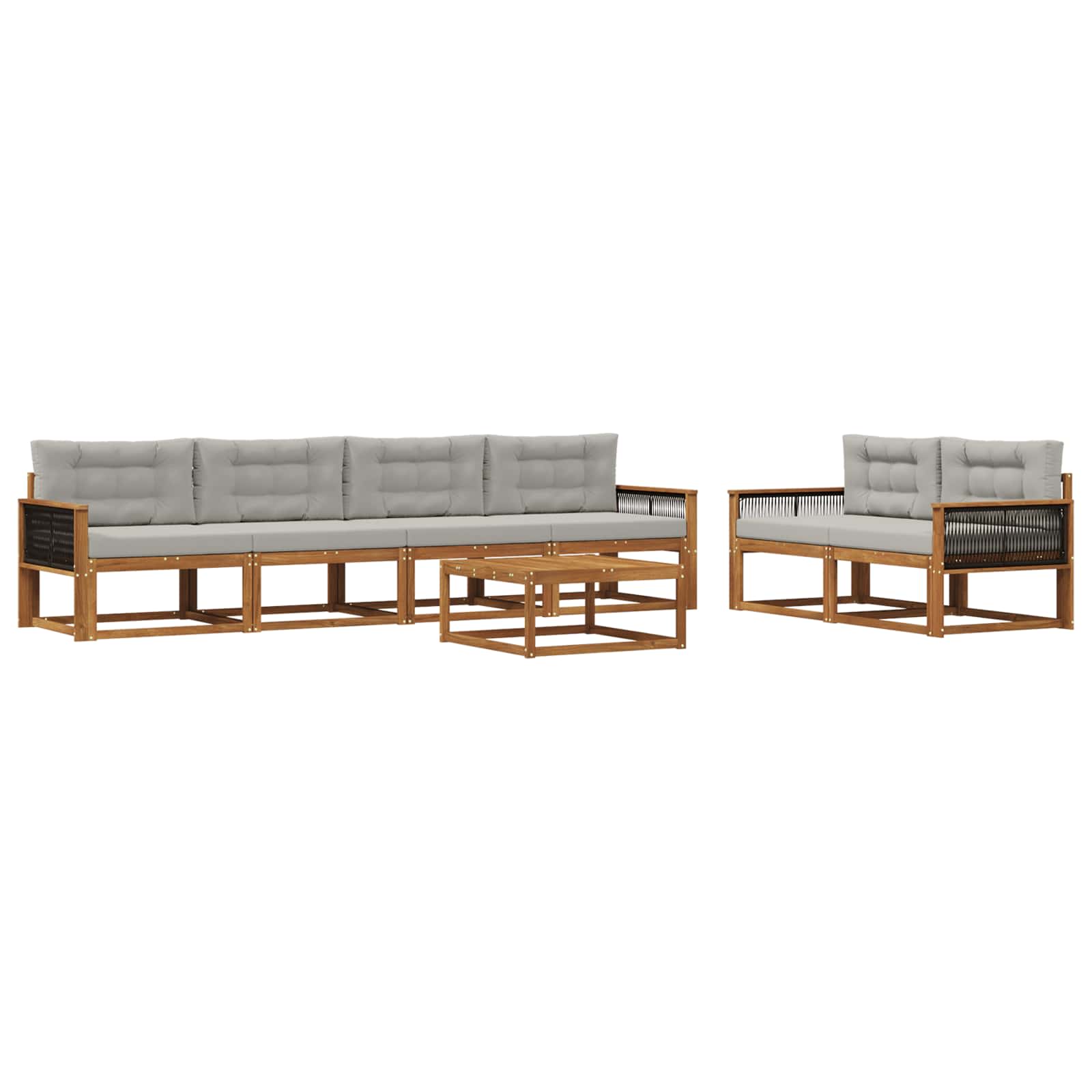 Set vanjskih sofa 7 pcs Prirodna i Svjetlosiva