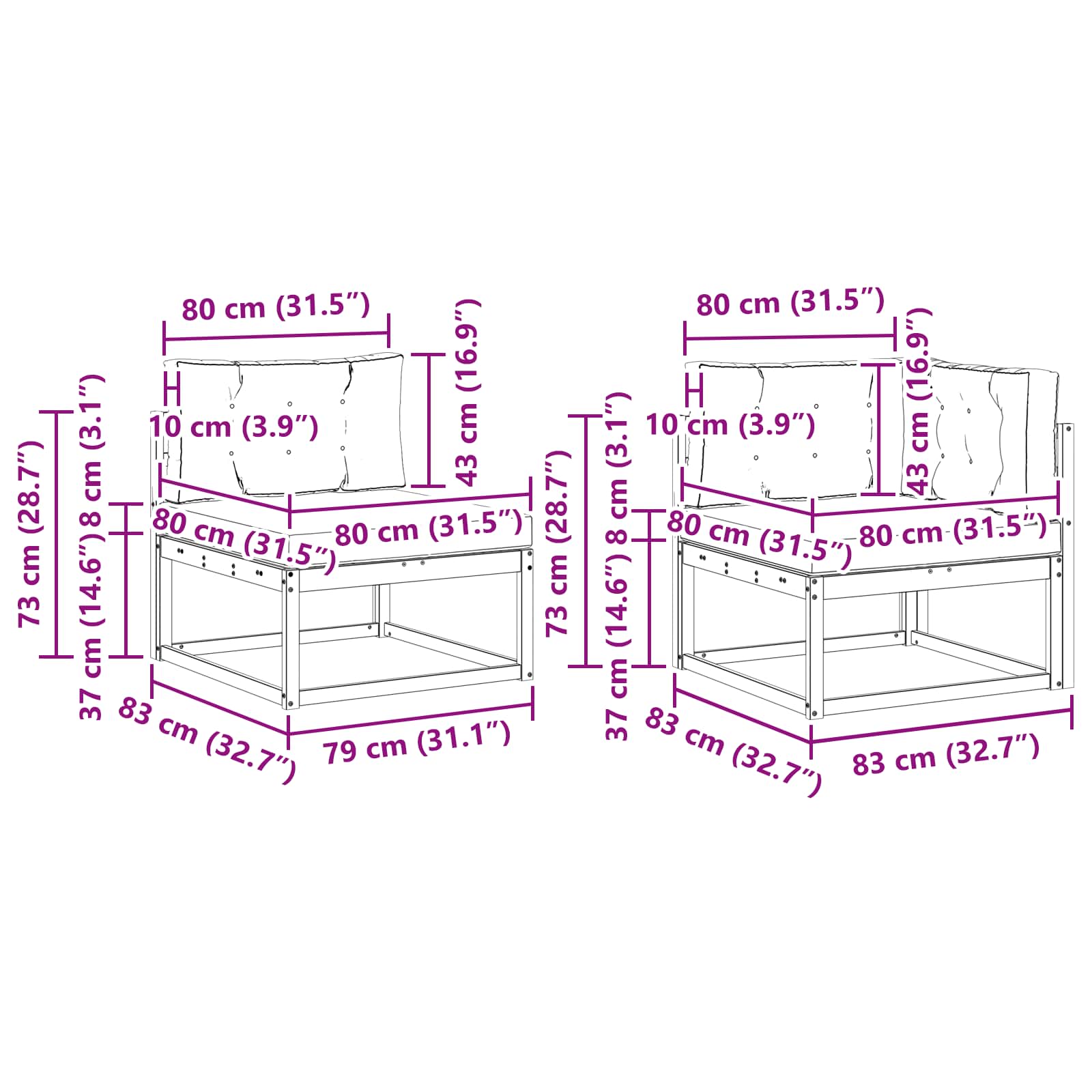Set vanjskih sofa 5 pcs Prirodna i bež