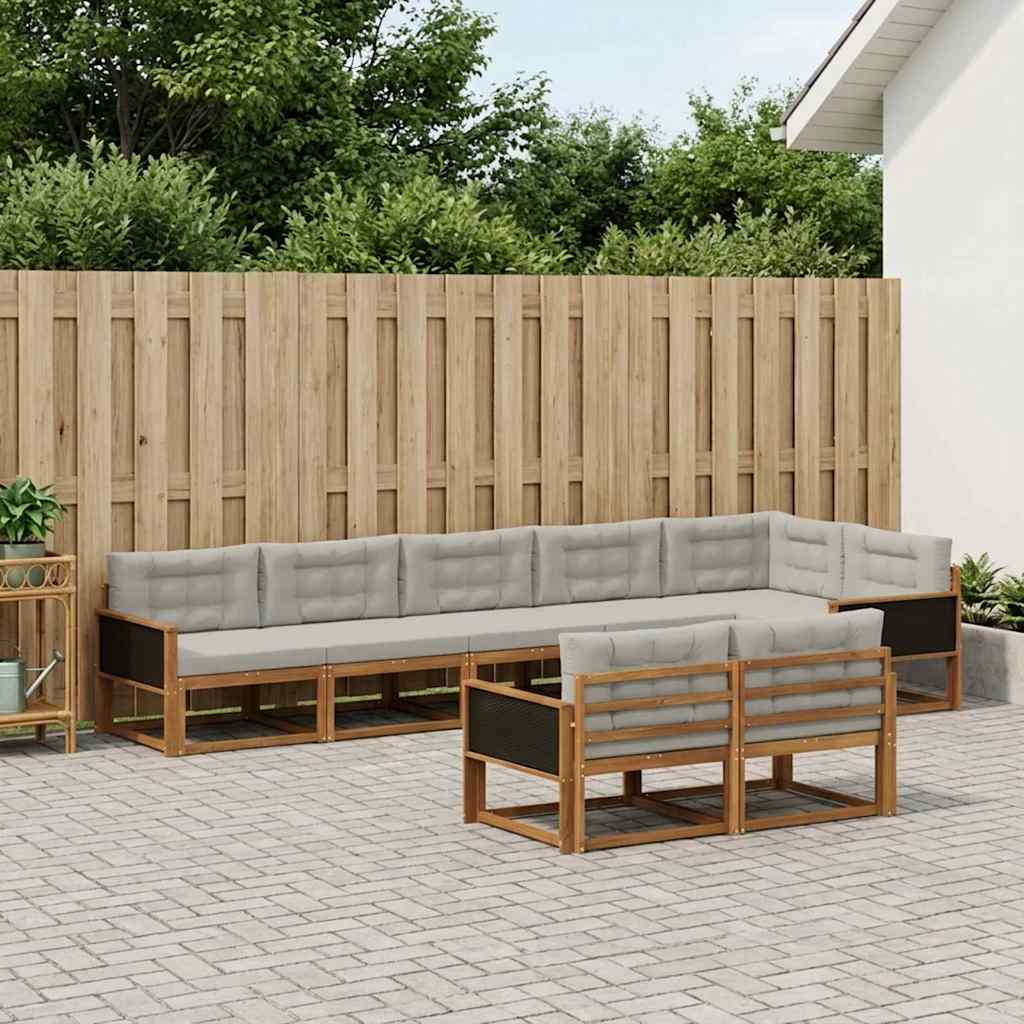 Set vanjskih sofa 8 pcs Prirodna i Svjetlosiva