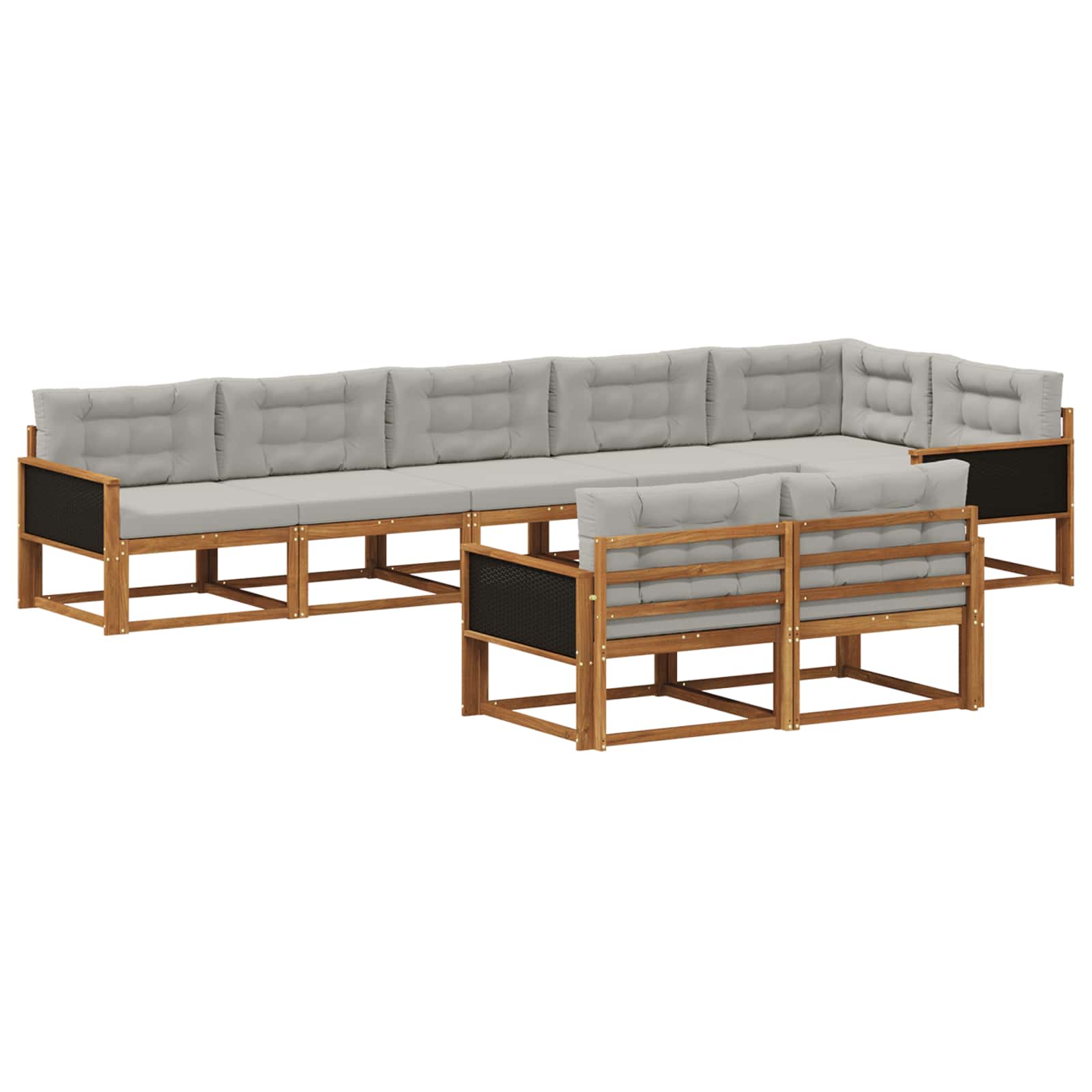 Set vanjskih sofa 8 pcs Prirodna i Svjetlosiva