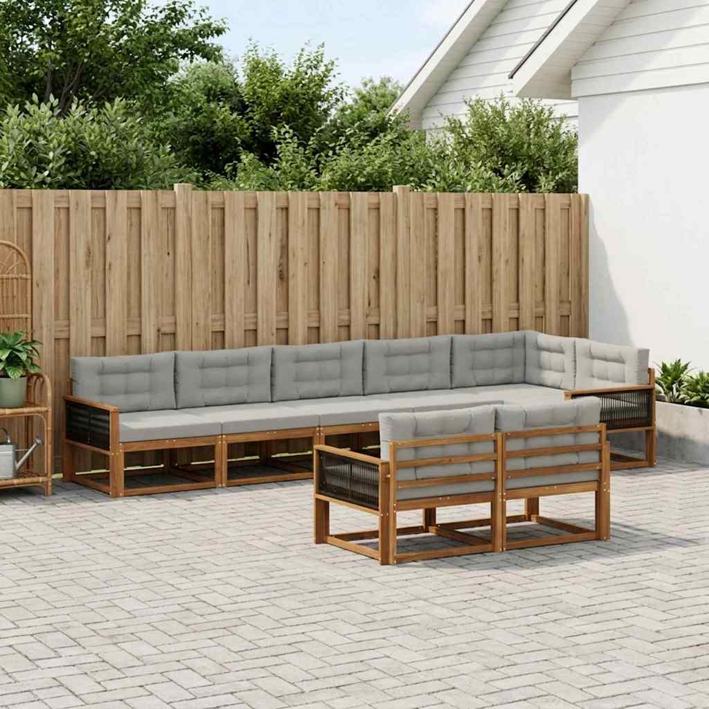 Set vanjskih sofa 8 pcs Prirodna i Svjetlosiva