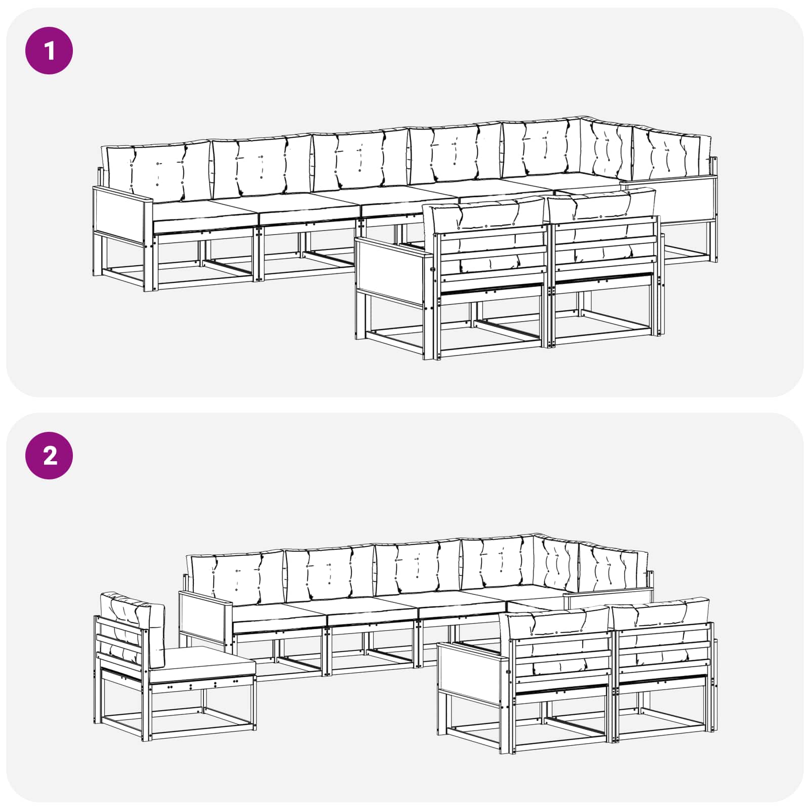 Set vanjskih sofa 8 pcs Prirodna i Svjetlosiva