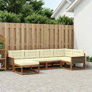 Set vanjskih sofa 6 kom. Prirodna i krem Smeđa 327 x 168,5 x 73 cm