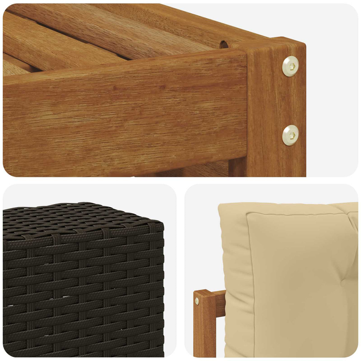 Set vanjskih sofa 5 kom. Prirodna i bež Čvrsto drvo akacije 79 x 79 x 37 cm