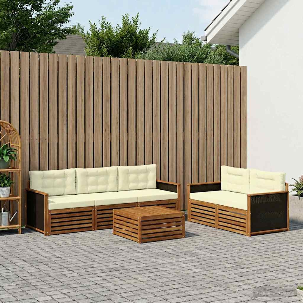 Set vanjskih sofa 6 kom. Prirodna i krem