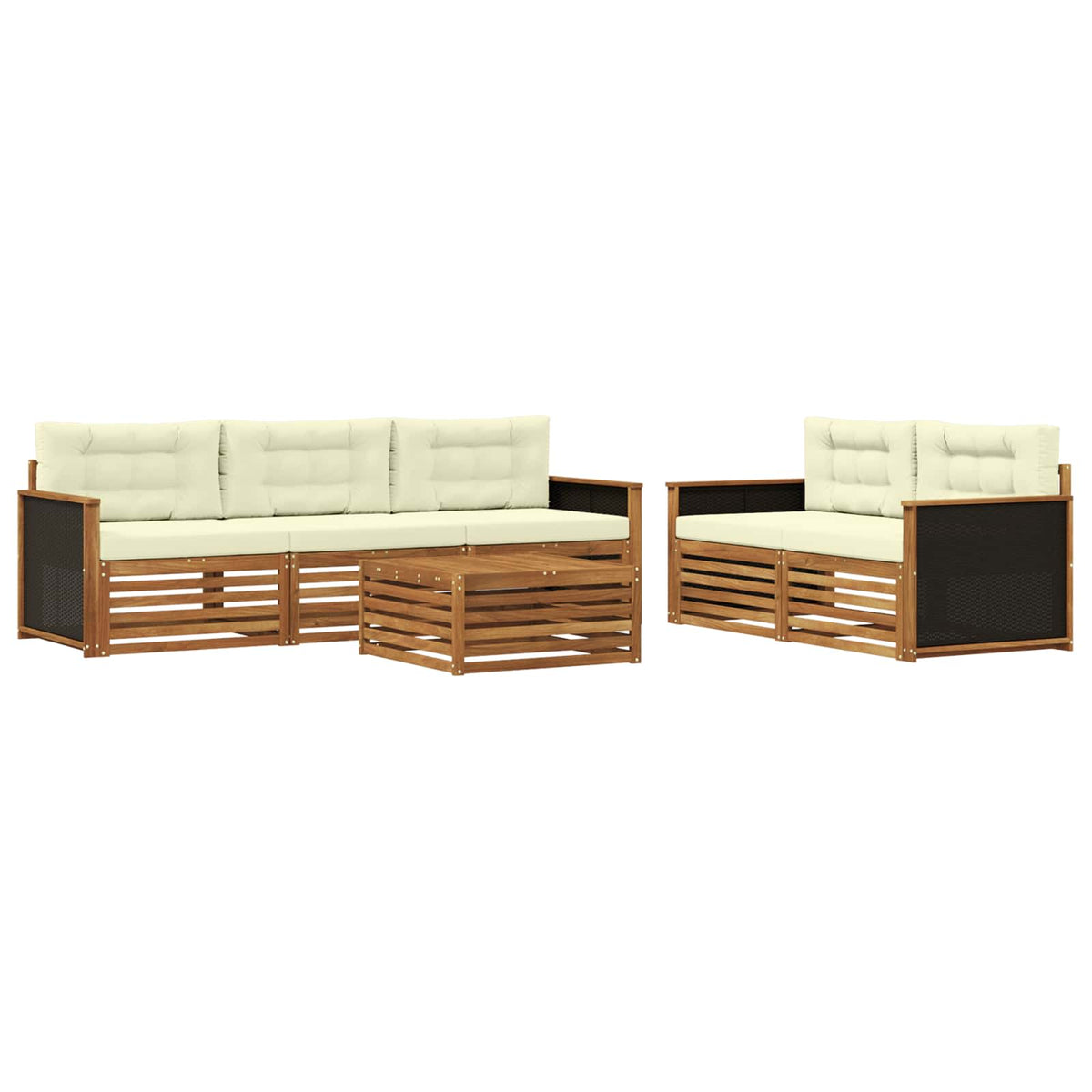 Set vanjskih sofa 6 kom. Prirodna i krem