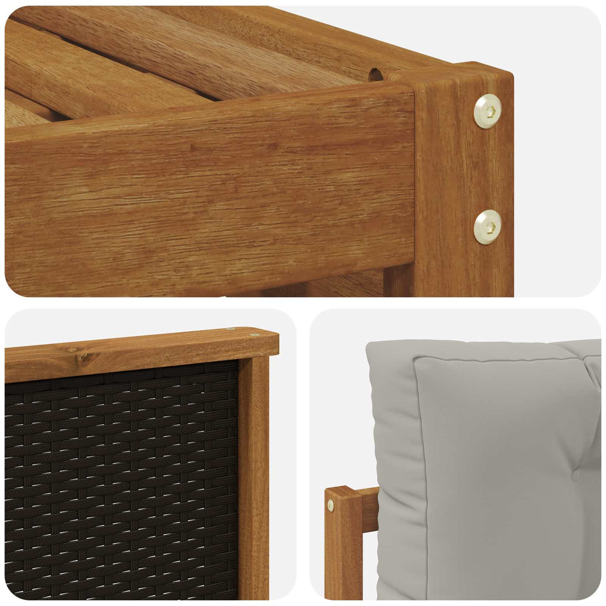 Set vanjskih sofa 6 kom. Prirodna i svjetlosiva Smeđa