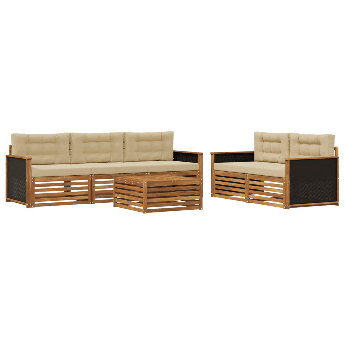 Set vanjskih sofa 6 kom. Prirodna i bež