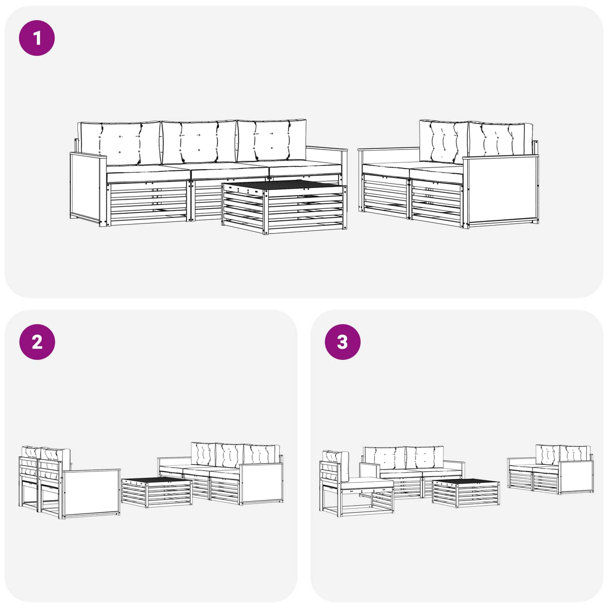 Set vanjskih sofa 6 kom. Prirodna i bež
