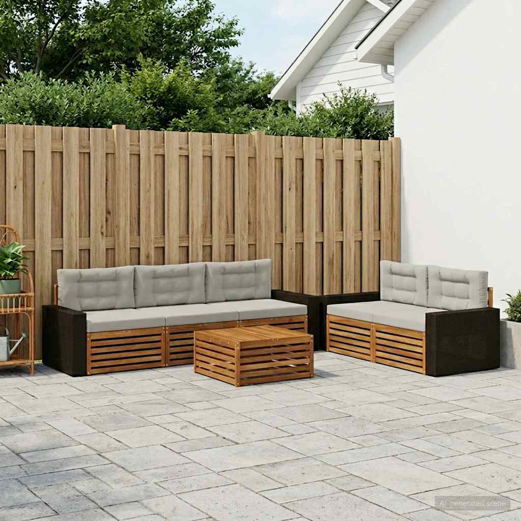 Set vanjskih sofa 6 pcs Prirodna i svjetlosiva