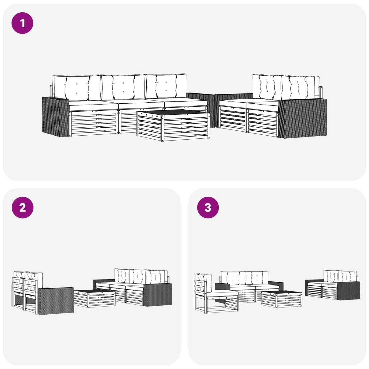 Set vanjskih sofa 6 kom. Prirodna i bež Smeđa