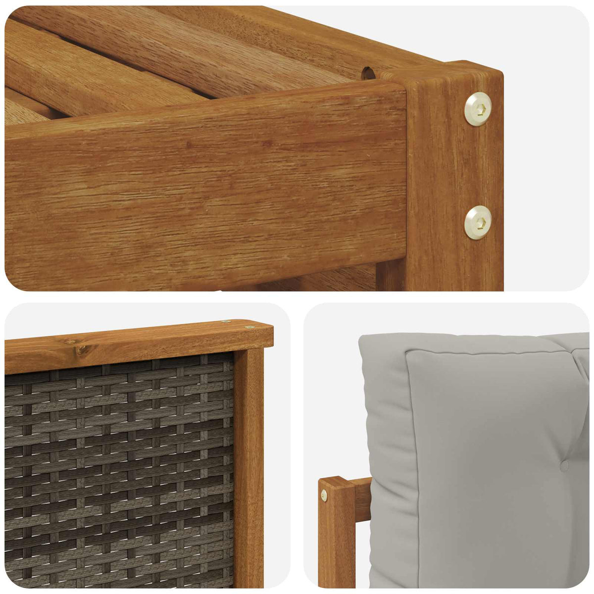 Set vanjskih sofa 8 kom. Prirodna i svjetlosiva Smeđa 79 x 79 x 37 cm