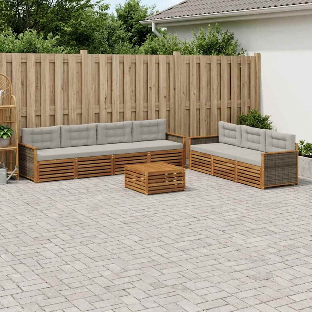 Set vanjskih sofa 8 kom. Prirodna i svjetlosiva Smeđa 79 x 79 x 37 cm