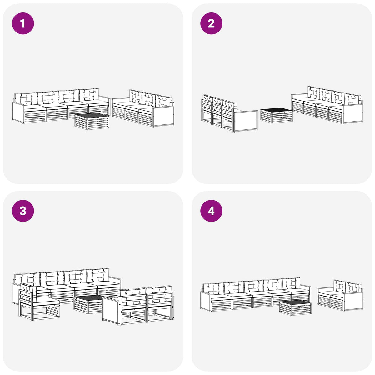 Set vanjskih sofa 8 kom. Prirodna i svjetlosiva Smeđa 79 x 79 x 37 cm