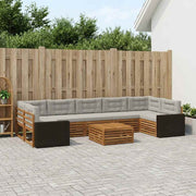Set vanjskih sofa 8 kom. Prirodna i svjetlosiva Smeđa