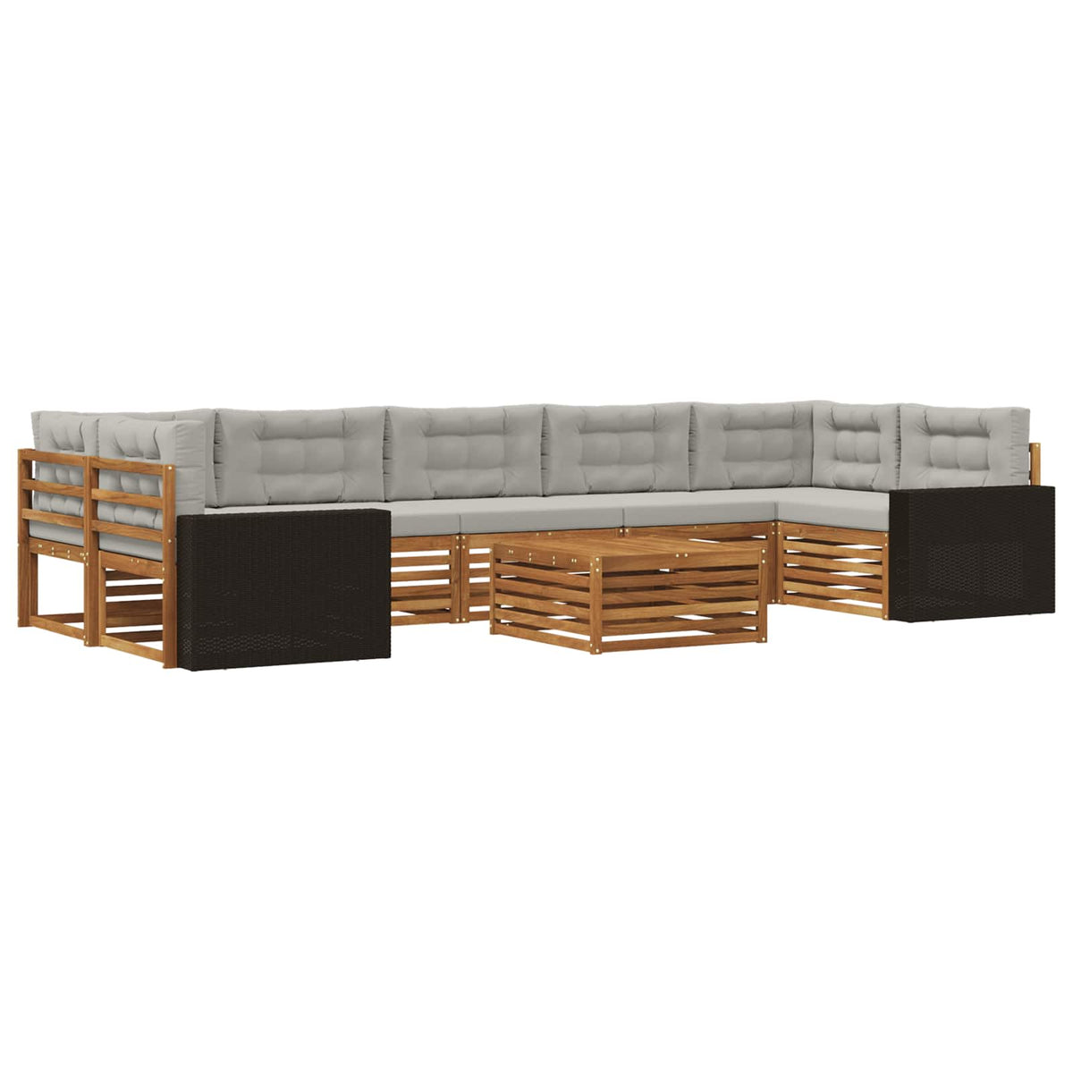 Set vanjskih sofa 8 kom. Prirodna i svjetlosiva Smeđa