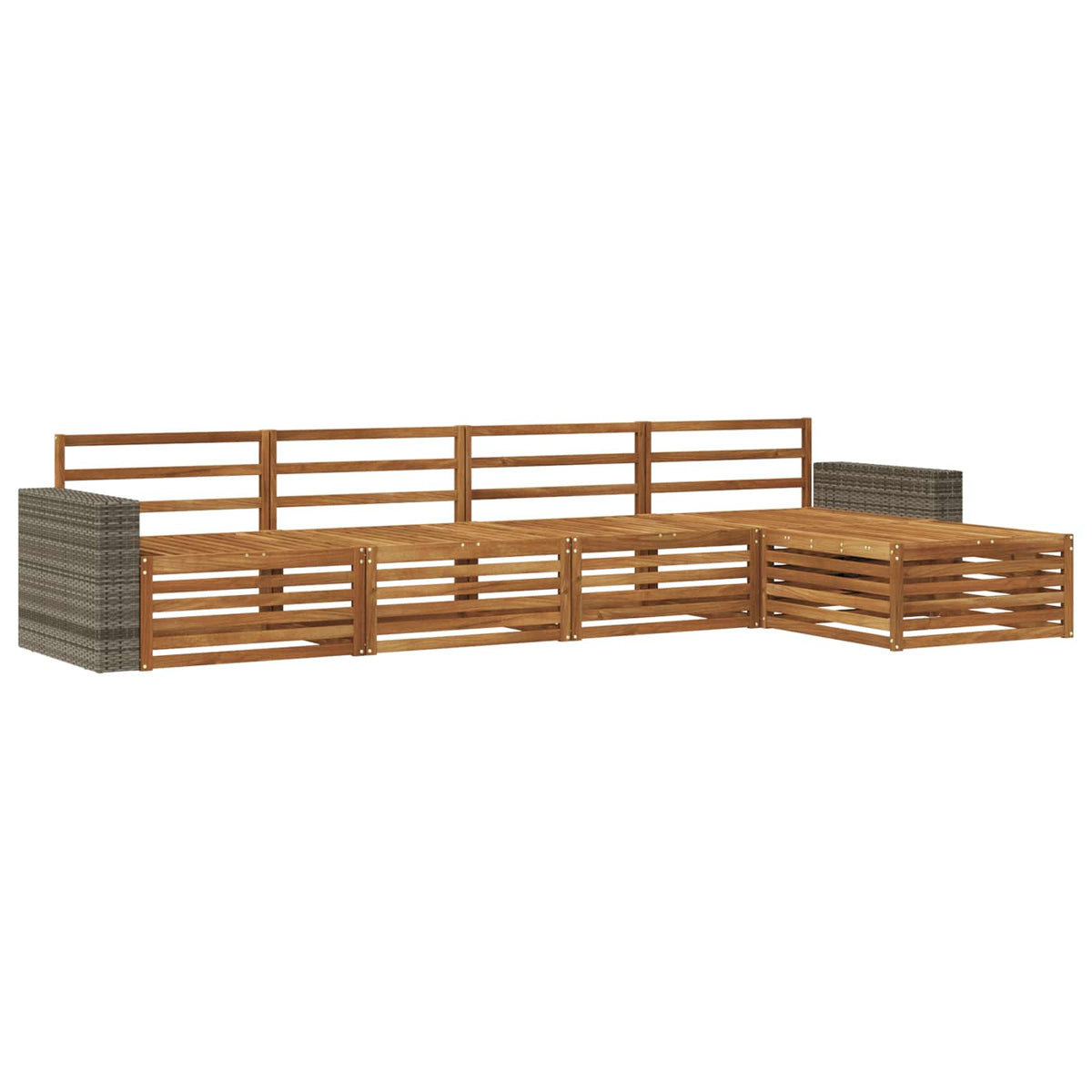 Set vanjskih sofa 5 kom. Prirodna Čvrsto drvo akacije 345 x 162,5 x 73 cm