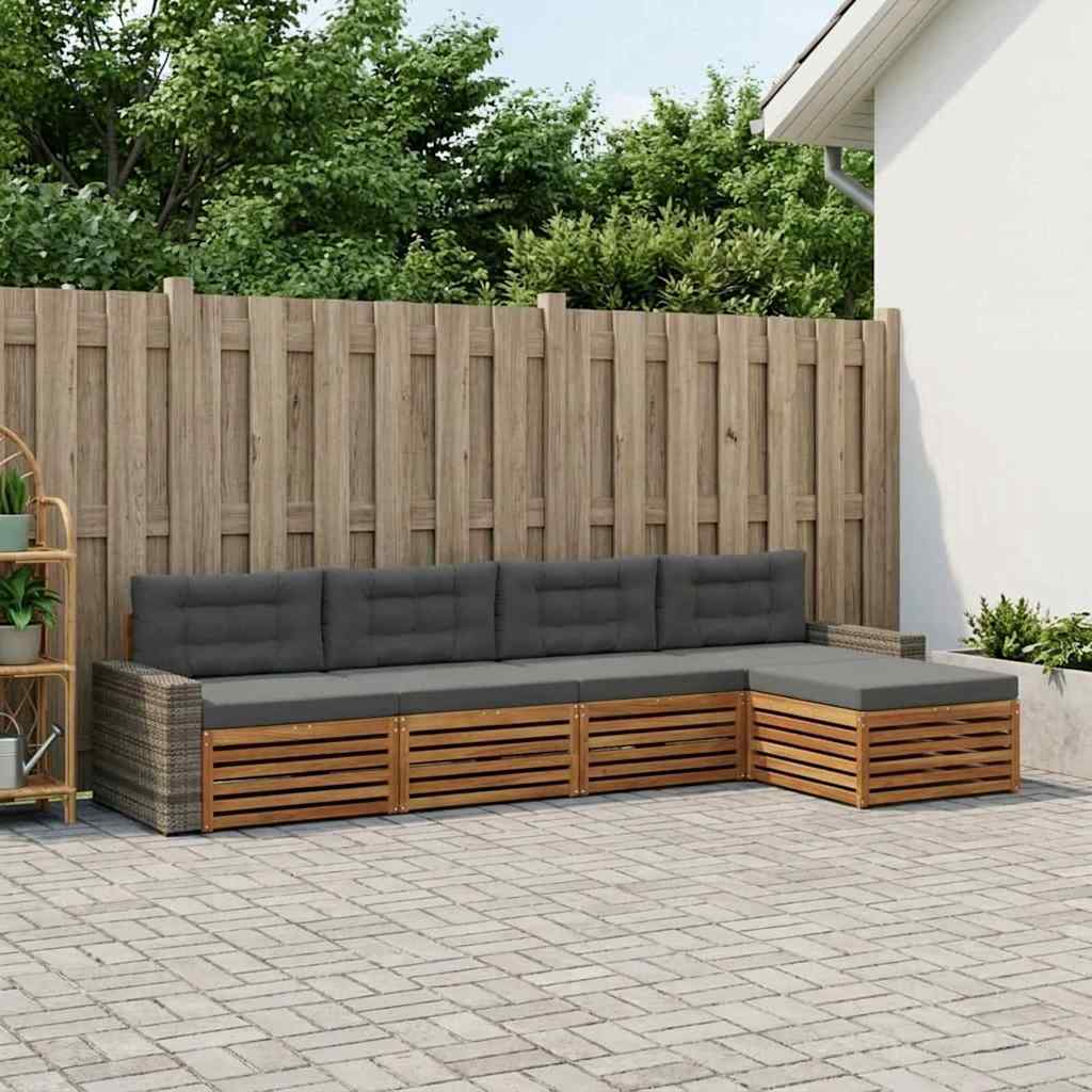 Set vanjskih sofa 5 kom. Prirodna i antracit Poliester 345 x 162,5 x 73 cm