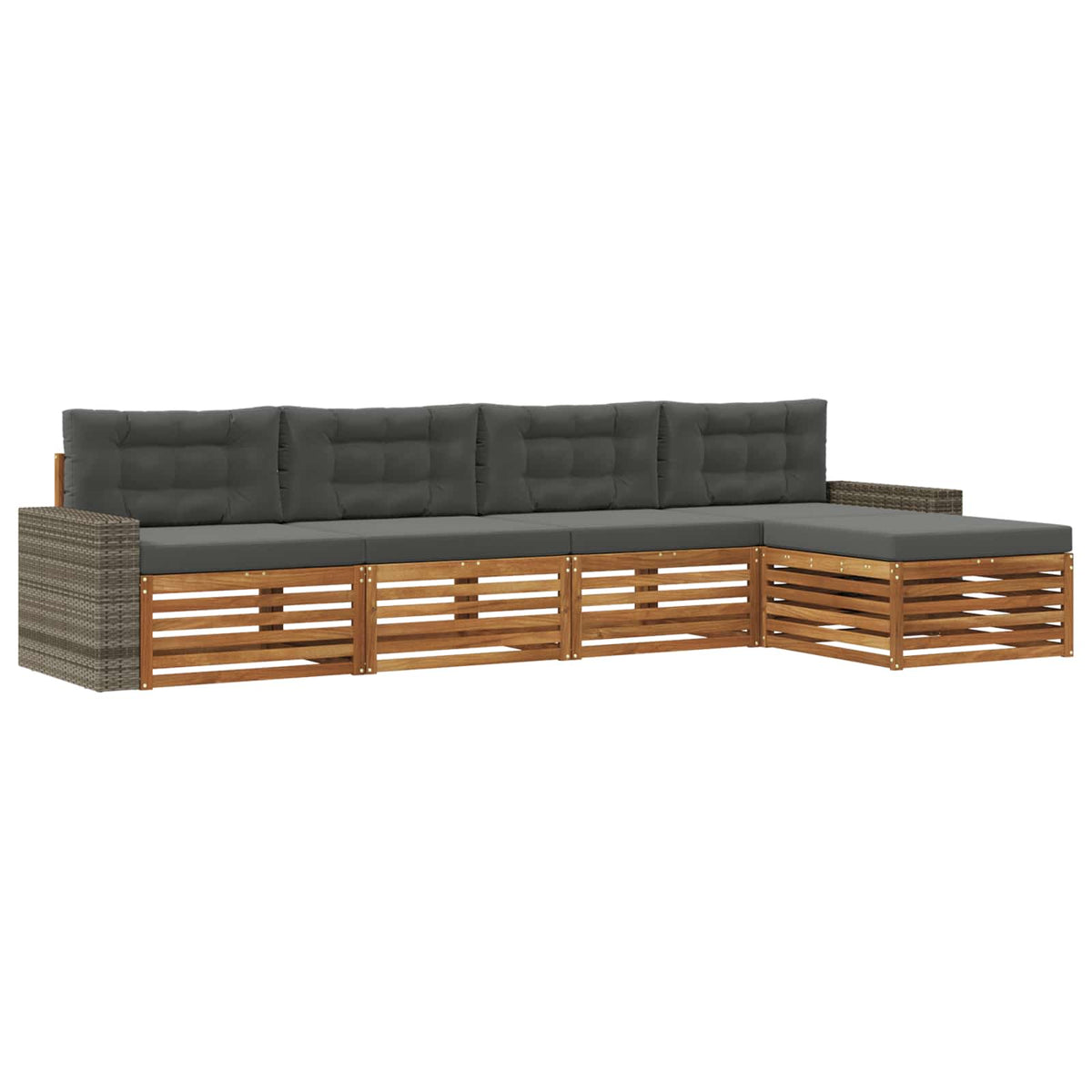 Set vanjskih sofa 5 kom. Prirodna i antracit Poliester 345 x 162,5 x 73 cm