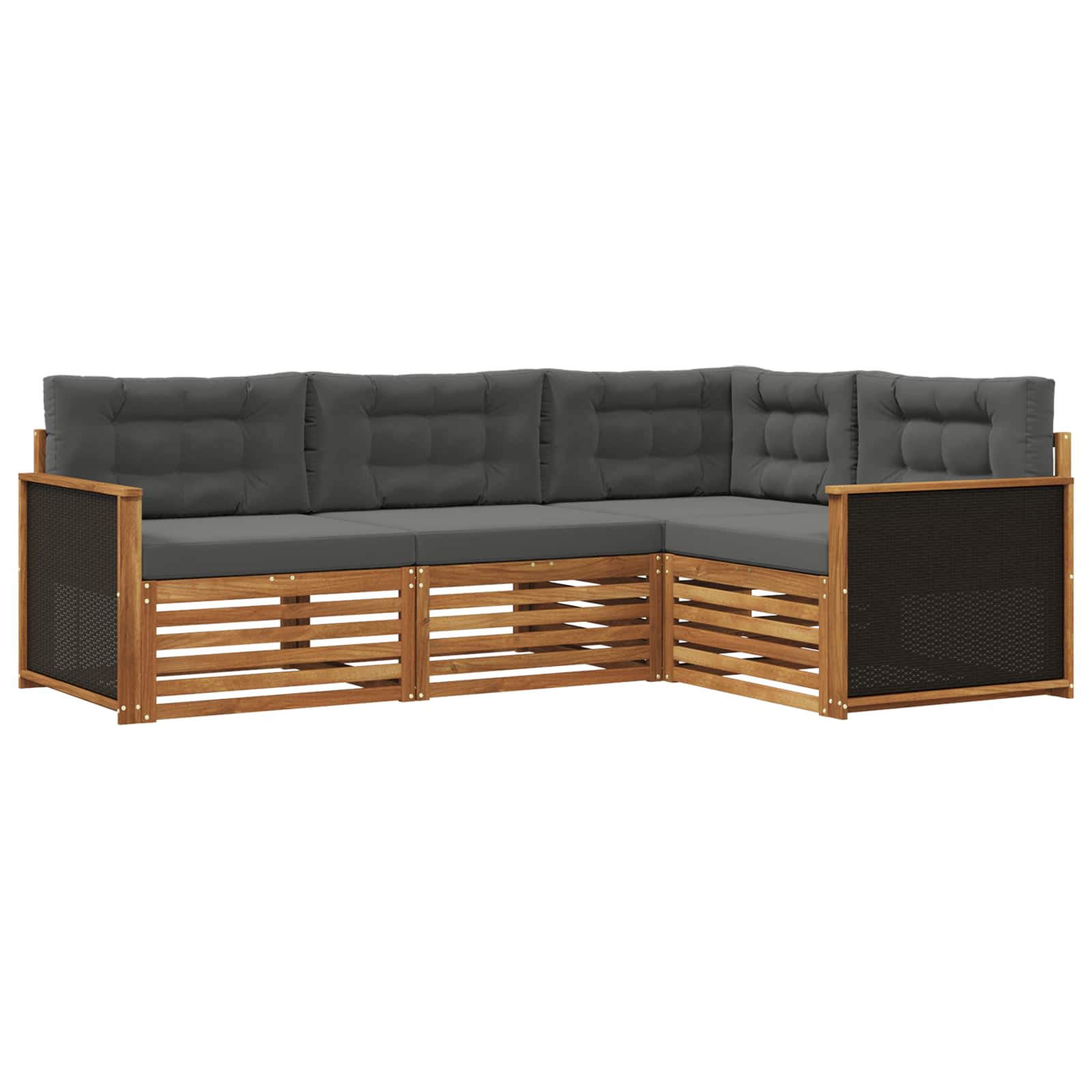 Set vanjskih sofa 4 pcs Prirodna i antracit