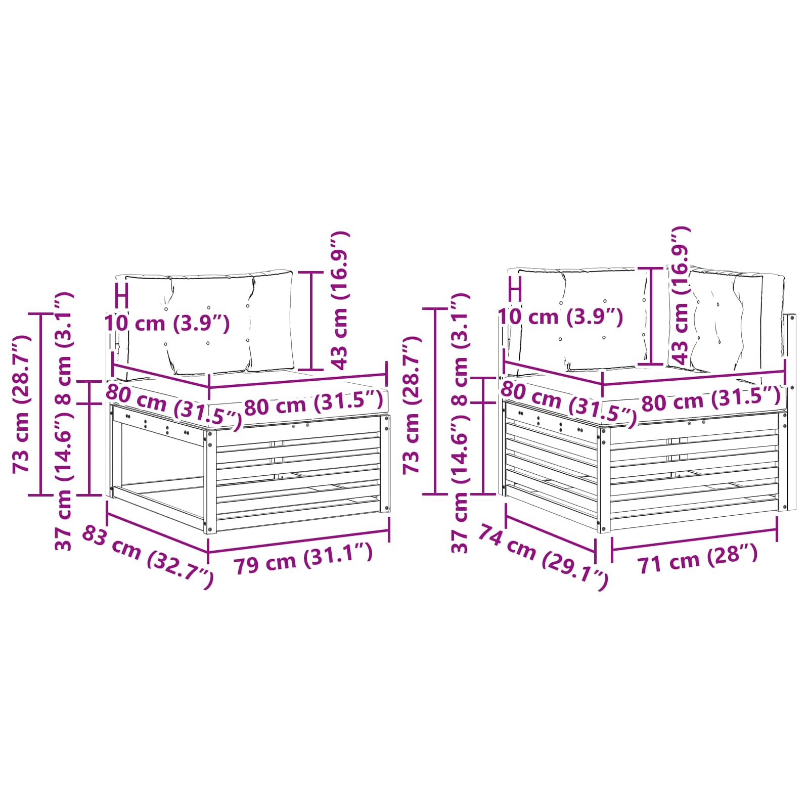 Set vanjskih sofa 4 pcs Prirodna i antracit