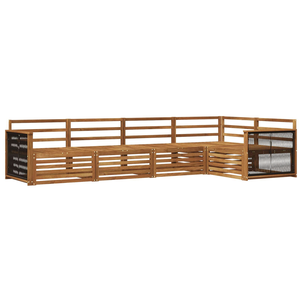Set vanjskih sofa 5 kom. Prirodna Čvrsto drvo akacije Smeđa 323 x 164,5 x 73 cm