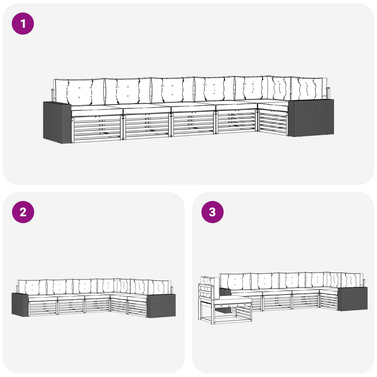 Set vanjskih sofa 6 kom. Prirodna i svjetlosiva Poliester