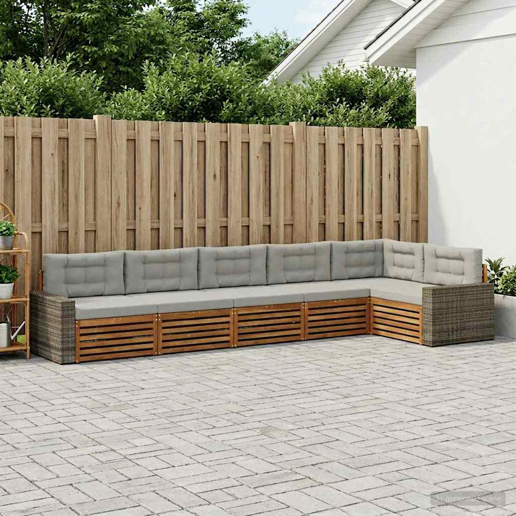 Set vanjskih sofa 6 kom. Prirodna i svjetlosiva Poliester