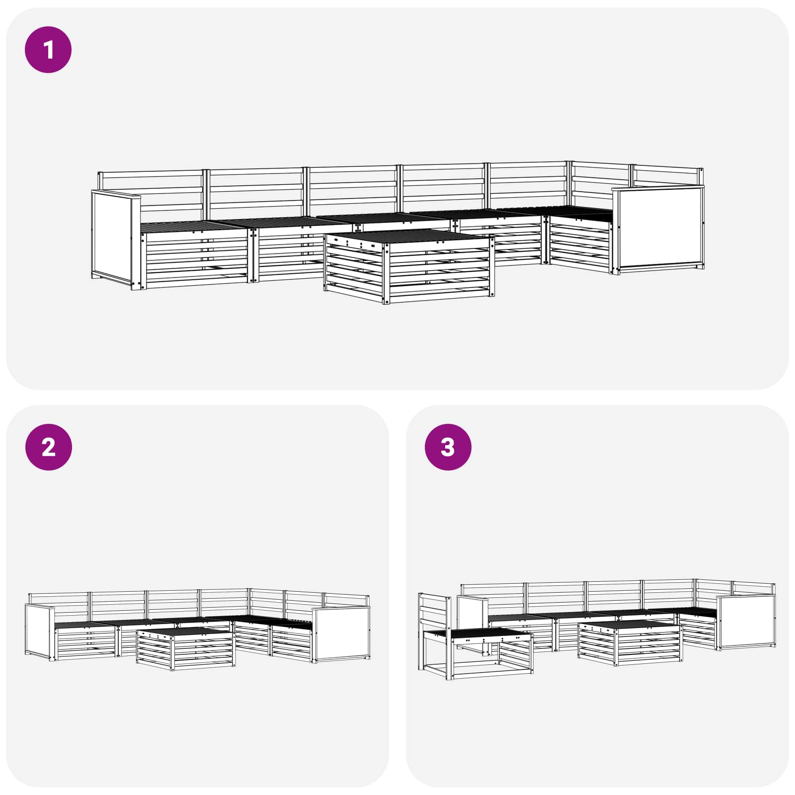 Set vanjskih sofa 7 pcs Prirodna 79 x 79 x 37 cm