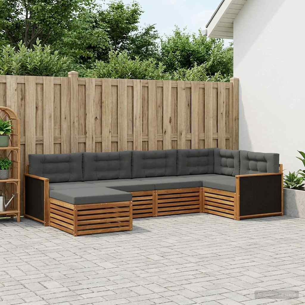 Set vanjskih sofa 6 kom. Prirodna i antracit Smeđa