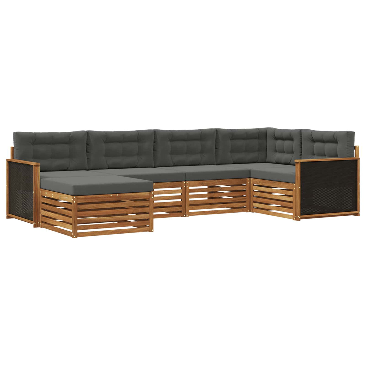 Set vanjskih sofa 6 kom. Prirodna i antracit Smeđa