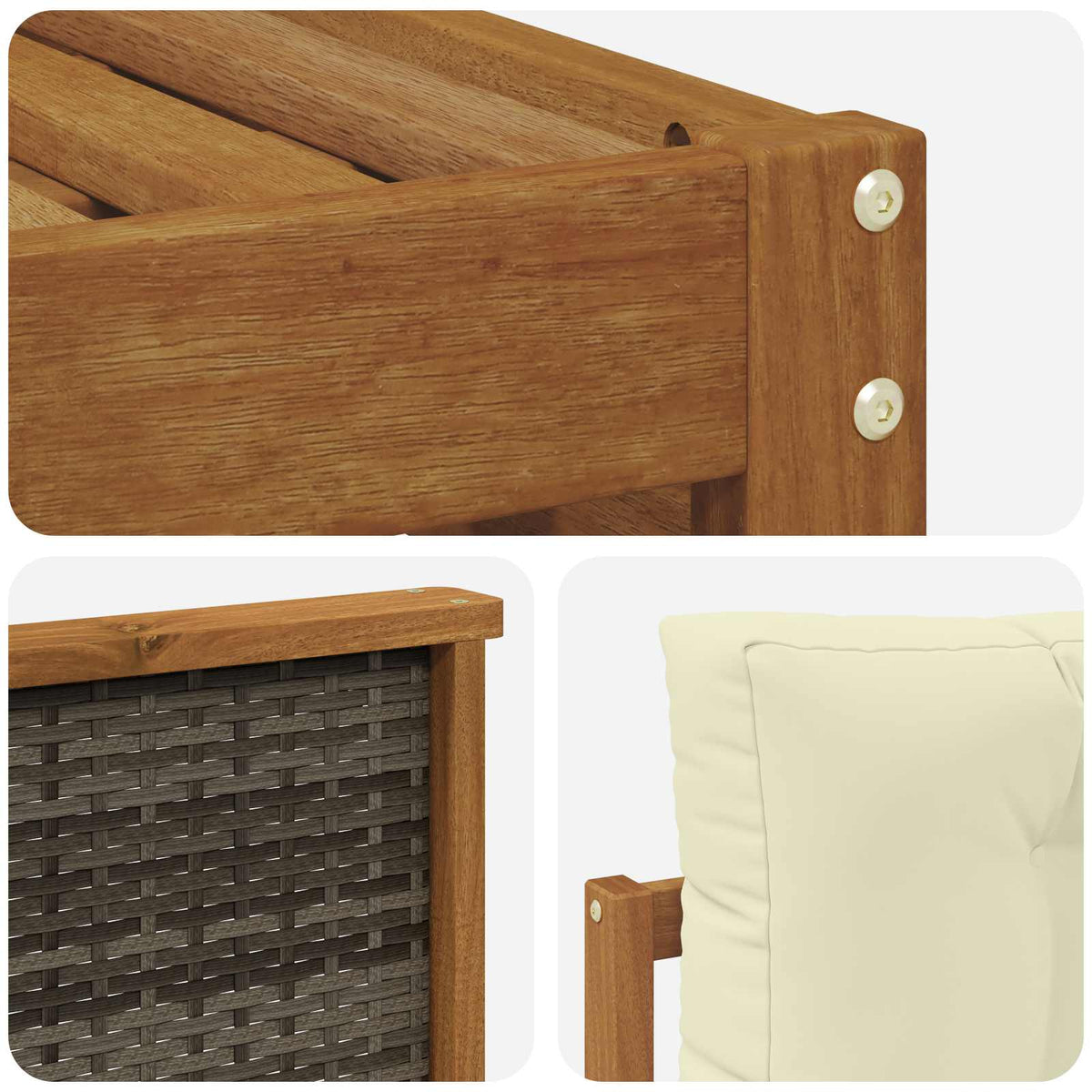 Set vanjskih sofa 6 kom. Prirodna i krem Smeđa