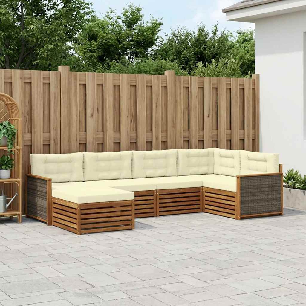 Set vanjskih sofa 6 kom. Prirodna i krem Smeđa