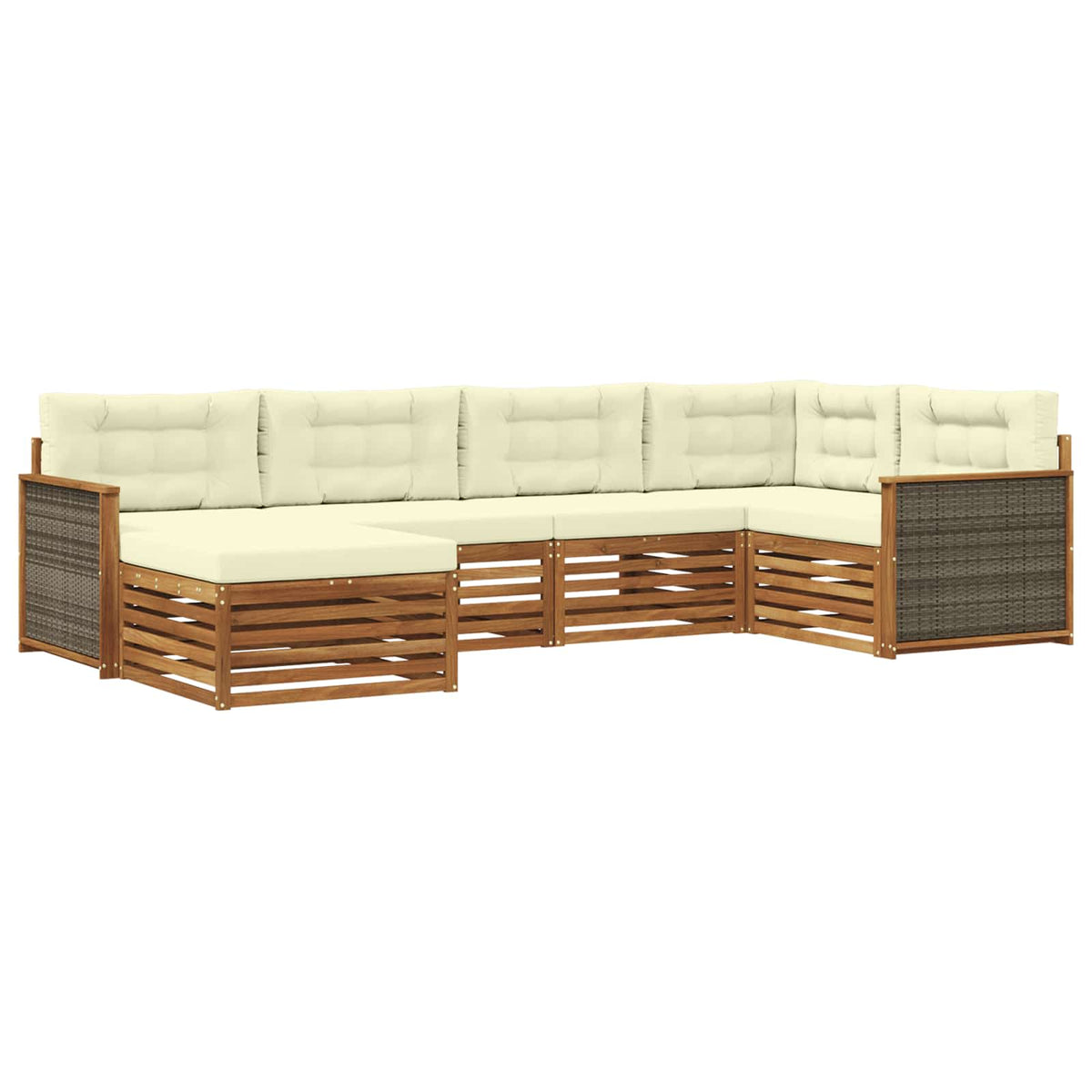 Set vanjskih sofa 6 kom. Prirodna i krem Smeđa