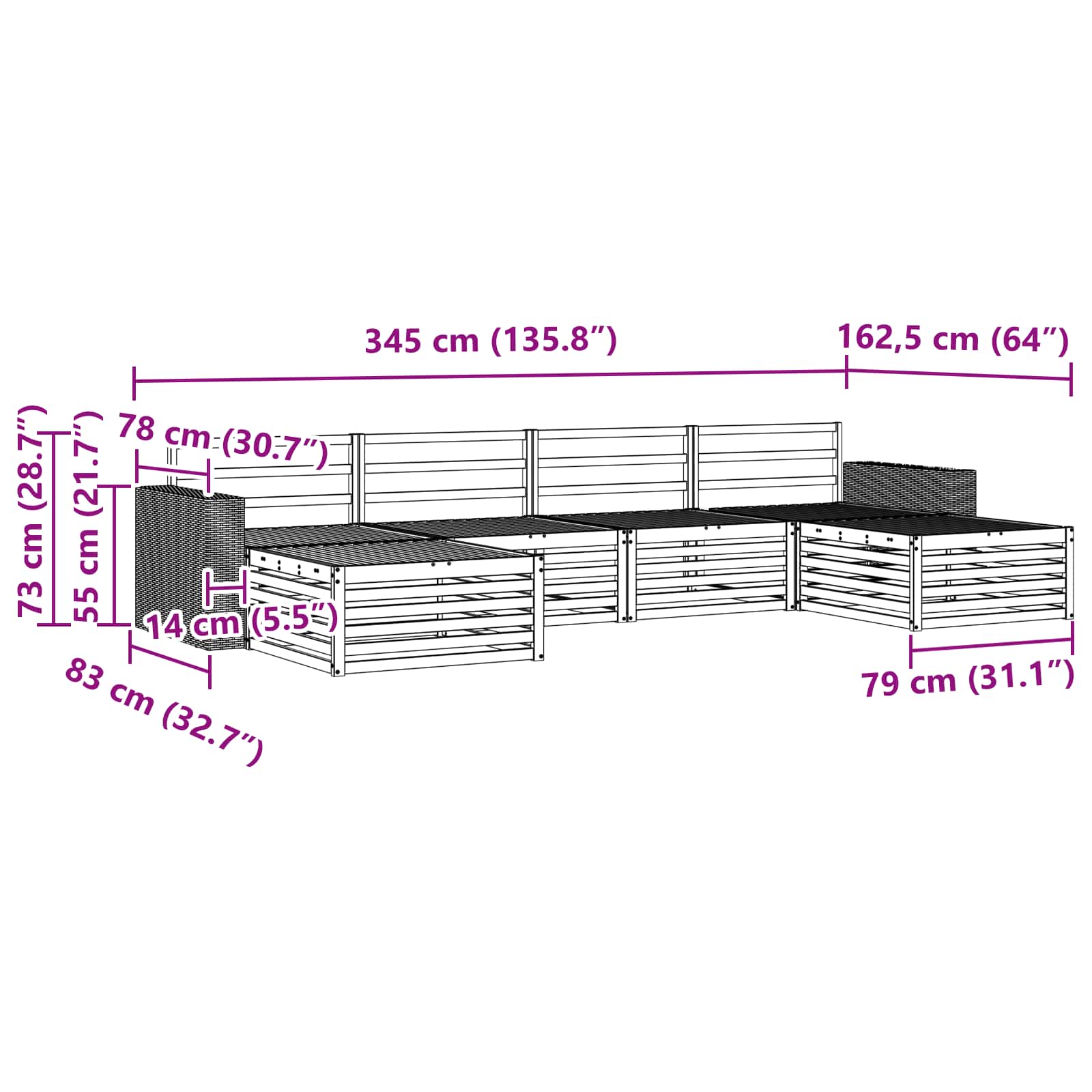 Setovi sofa 6 pcs Čvrsto drvo akacije